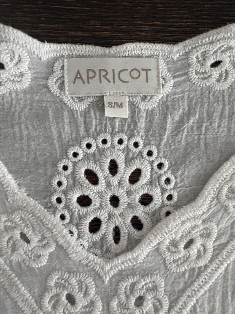 APRICOT White Eyelet Embroidered V-Neck Cotton Blouse Size S - Picture 3 of 5
